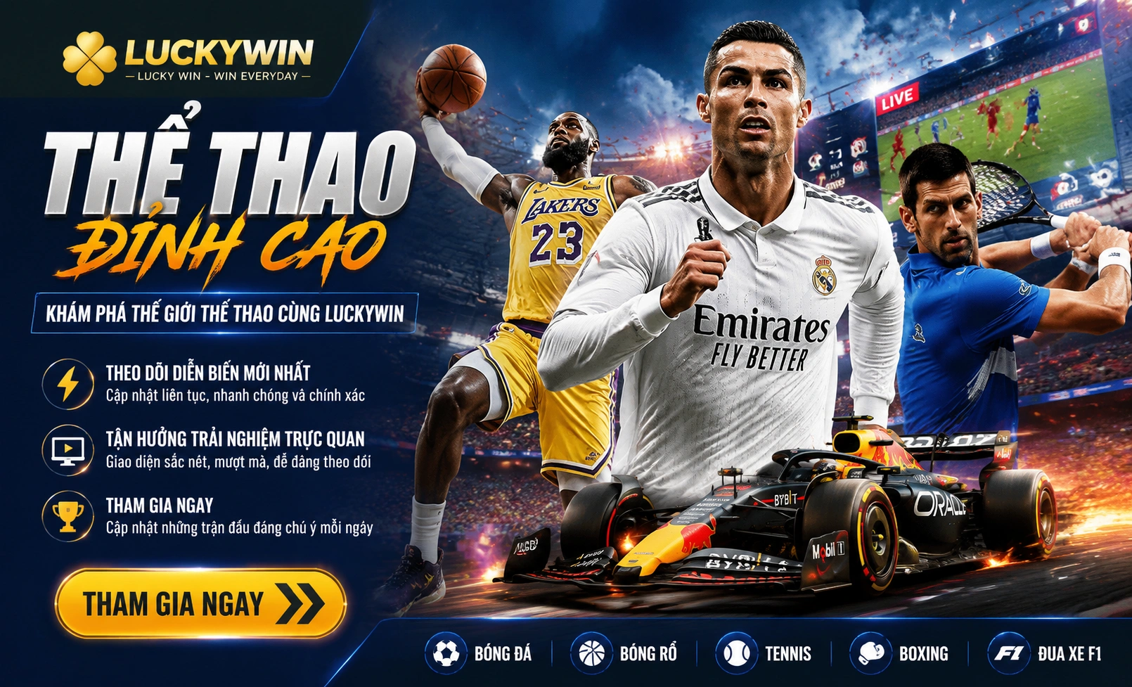 Khu vực thể thao LUCKYWIN với giao diện xem kèo và đặt cược nhanh