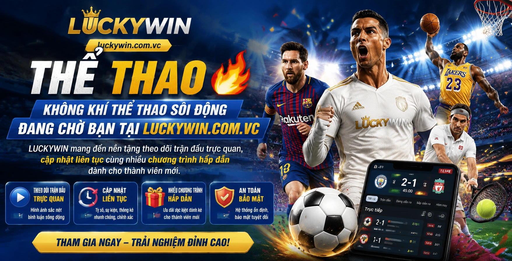 Thẻ trận thể thao LUCKYWIN hiển thị odds và trạng thái live